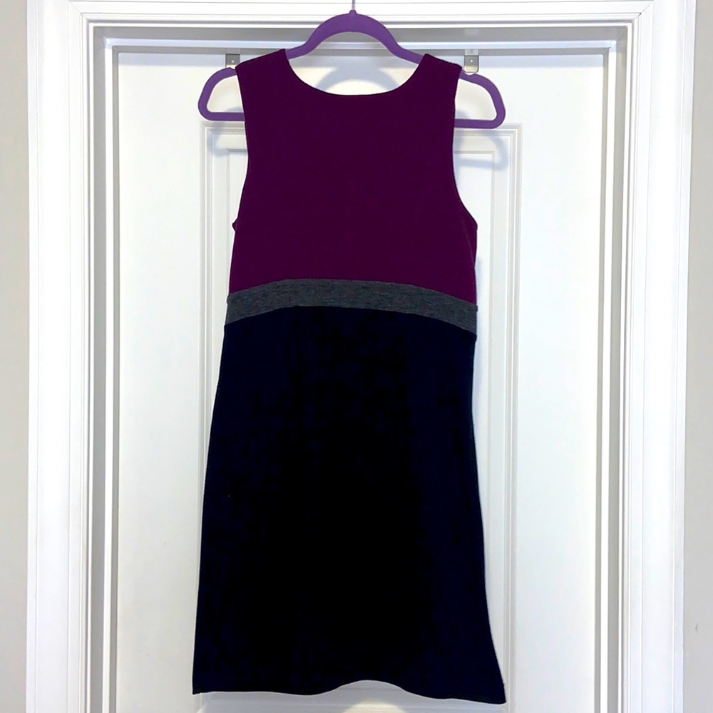 Sleeveless sweater dress - purple, grey & black